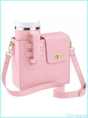 Crossbody Water Bottle Holder Bag for 40oz Tumbler PU Leather